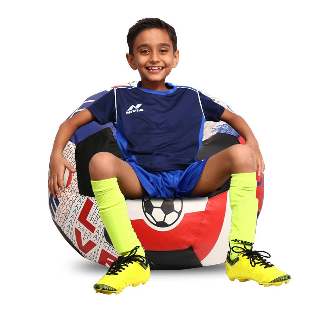 Orka Digital Printed Kids Foorball With Mathching Footstool Filled Bean Bag With Beans (FB46 Multicolor) view 2